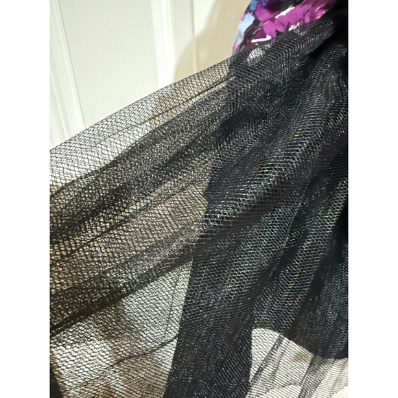 Women's Torrid Plus 1X Black Purple Floral Mesh A-Line Skirt - Picture 6 of 11